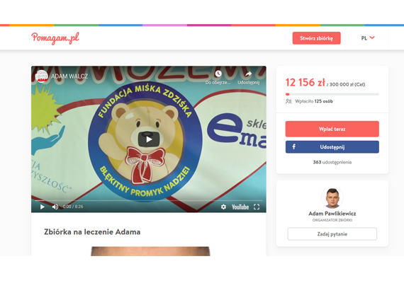 Tutaj możesz wspomóc zbiórke Adama - <b>https://pomagam.pl/pomagamniegadam</b>